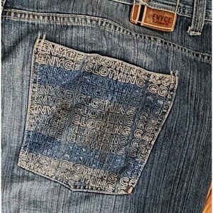 Vintage Y2K Enyce Jeans Wide Leg Baggy Hip Hop 44 x 32 Embroidered Blue Denim